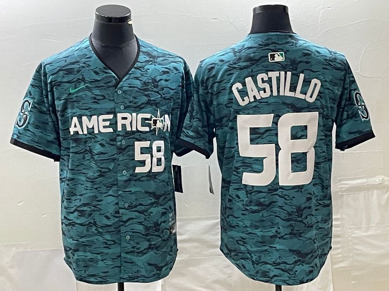 Men Seattle Mariners #58 Castillo American League Nike Green 2023 MLB All Star Jersey->women mlb jersey->Women Jersey